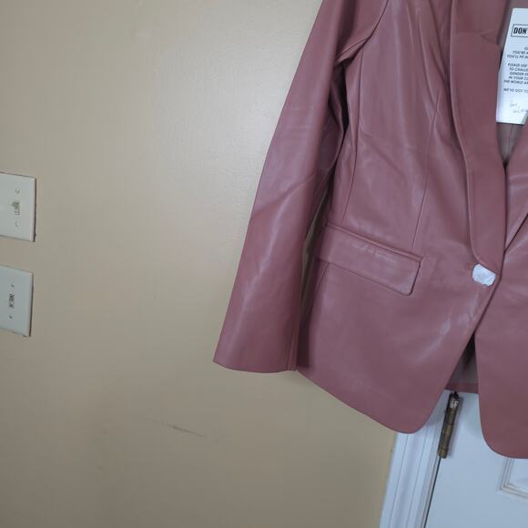 Wildfang Empower Vegan Leather Tux Blazer Rose Brown Size S - Picture 5 of 9